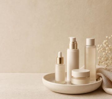Gpt image 2 An elegant luxury skincare still life scene photographed from eye level at a med 0 360x320